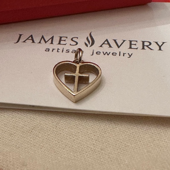 Retired James Avery 14kt Gold I Love Jesus/Cross & Heart Charm - Bag,Box & Pouch - Picture 3 of 9